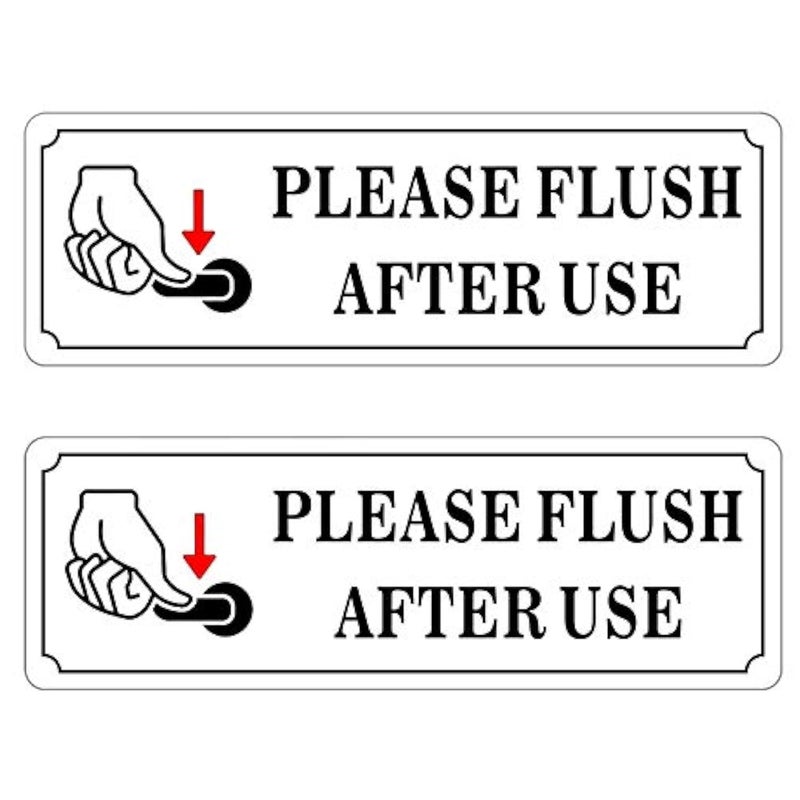 Rockmount Electronics (2 Pack) 9" X 3" - Please Flush After Use - Notice Sign Black & White Vinyl Label Sticker Decal - for Business Store, Shop, Cafe, Office, Restaurant - Back Self Adhesive Vinyl - Image 1